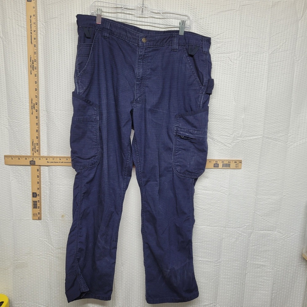 Carhartt Force Tappen Cargo Pants Navy Blue‎ Ripstop Work Trousers 101148 38x30